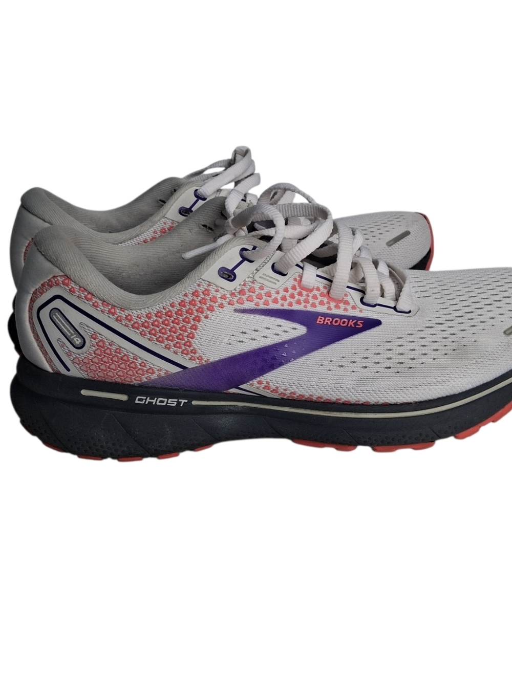 Brooks Ghost 14 Running Shoes Women's Size 8.5 White/Purple/Coral - Picture 2 of 10